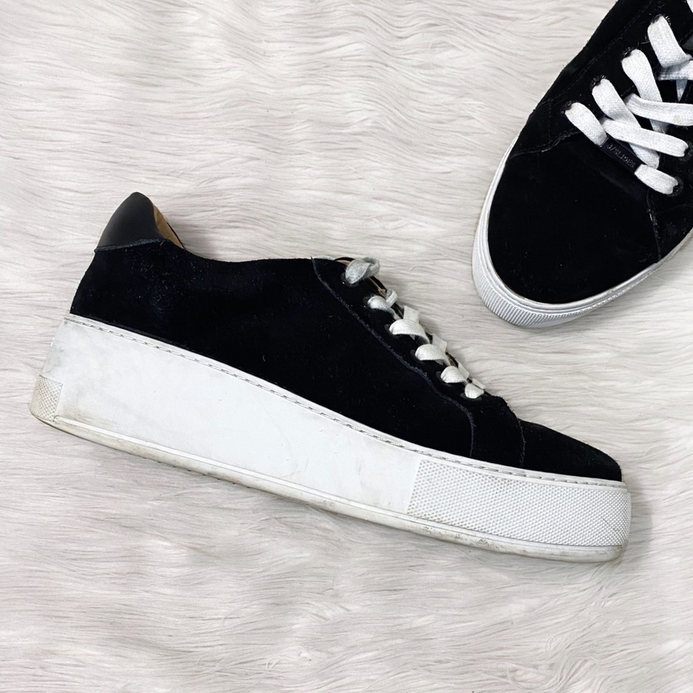 J/Slides Black Suede White Platform Maya Sneakers